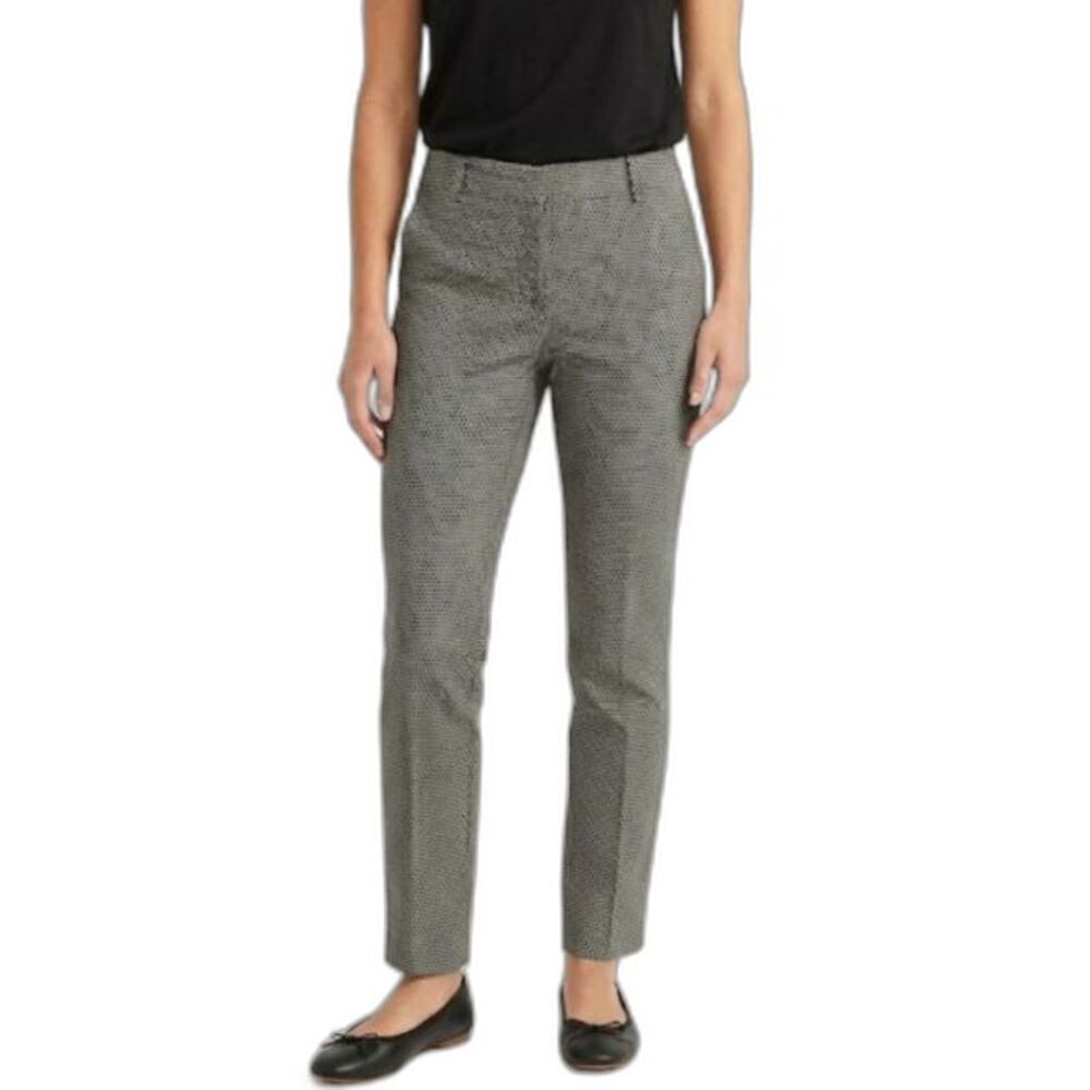 NYDJ Black White Micro Dot Print Lift-Tuck High Rise Cropped Ankle Pant Size 16